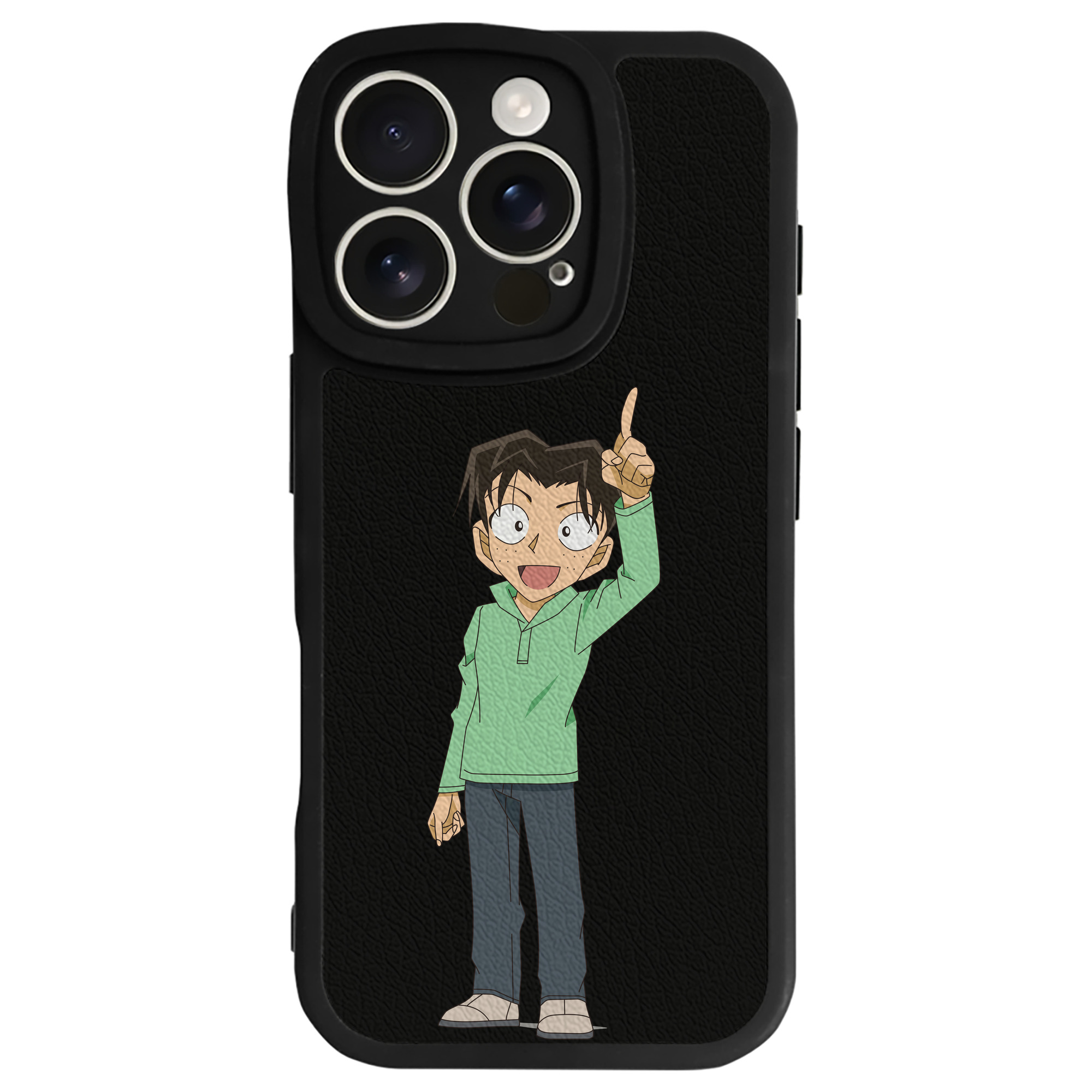 （画像用） 名探偵コナン 円谷 光彦 つぶらや みつひこ Detective Conan Mitch Tennyson 【iPhone 16シリーズ対応】シリコンスマホケース（レザー調） 材質：シリコン